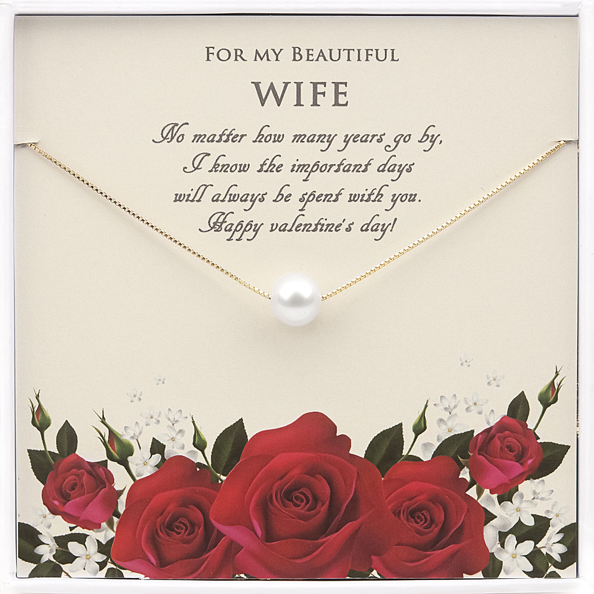 Anavia for My Beautiful Wife Mother's Day Gift, 925 Sterling Silver Necklace for Wife from Husbands Mother's Day-[White Pearl + Gold Chain]