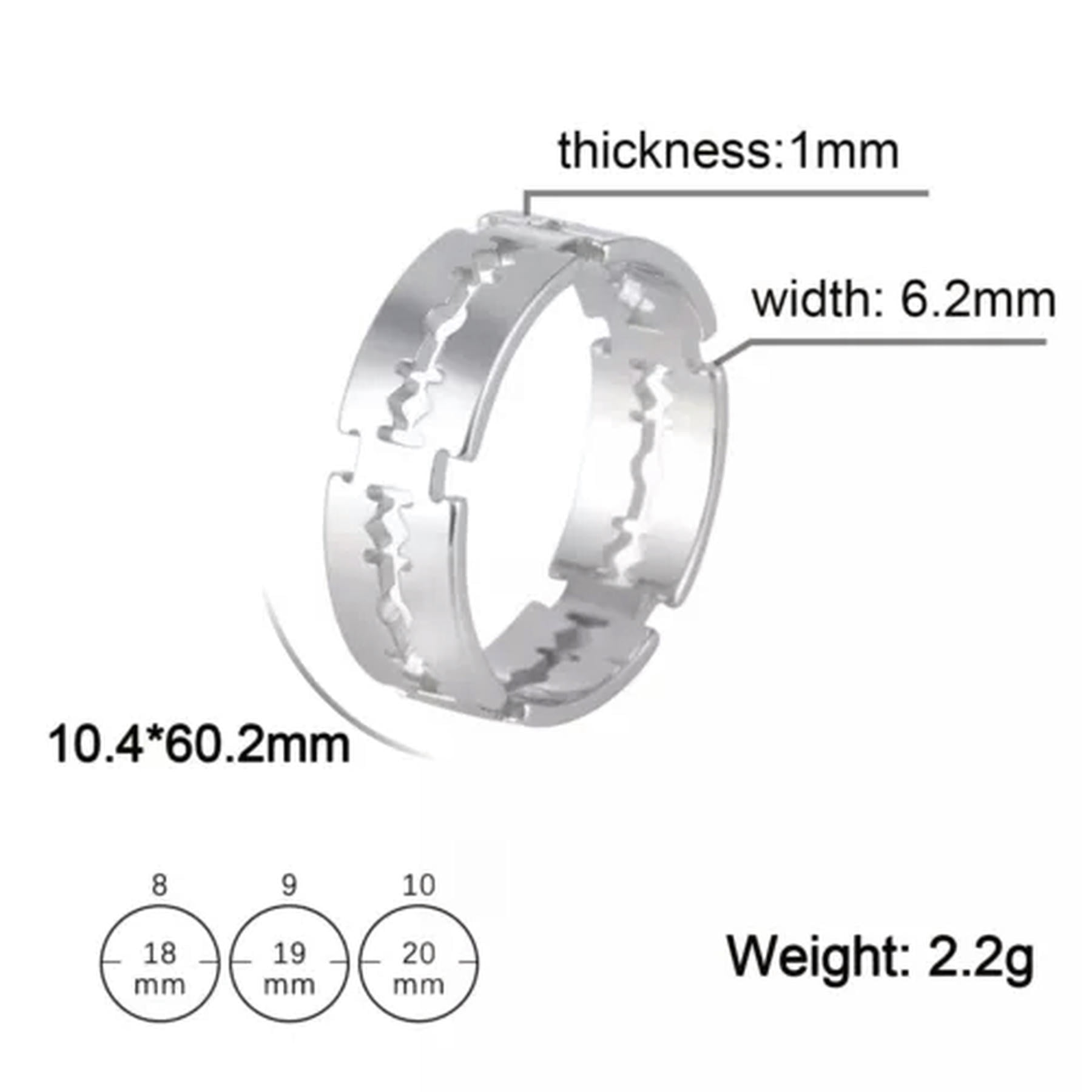 Anaxer Stainless Steel Ring Blade Rock Punk Razor Rings Fashion Jewelry