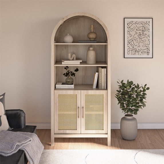 Anaya Arched Storage Cabinet, Blonde Oak