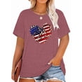 thumbnail image 1 of Anbech 4th of july Plus Size T-Shirts for Women Graphic Heart Print Short Sleeves Tees Plus T-Shirt with Round Neck, 1 of 4