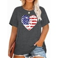 thumbnail image 1 of Anbech 4th of july Plus Size T-Shirts for Women Graphic Heart Print Short Sleeves Tees Plus T-Shirt with Round Neck, 1 of 4
