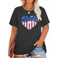 thumbnail image 1 of Anbech 4th of july Plus Size T-Shirts for Women Graphic Heart Print Short Sleeves Tees Plus T-Shirt with Round Neck, 1 of 5