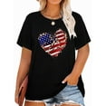 thumbnail image 1 of Anbech 4th of july Plus Size T-Shirts for Women Graphic Heart Print Short Sleeves Tees Plus T-Shirt with Round Neck, 1 of 4