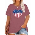 thumbnail image 1 of Anbech 4th of july Plus Size T-Shirts for Women Graphic Heart Print Short Sleeves Tees Plus T-Shirt with Round Neck, 1 of 5