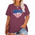 thumbnail image 1 of Anbech 4th of july Plus Size T-Shirts for Women Graphic Heart Print Short Sleeves Tees Plus T-Shirt with Round Neck, 1 of 4