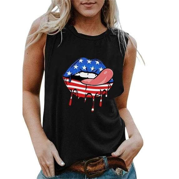 XCHQRTI American Flag Tank Tops Women Patriotic Shirt 4th of July Funny Tee Tops
