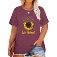 thumbnail image 1 of Anbech Be Kind Sunflower Plus Size T-Shirts for Women Graphic Sunflower with Bees Print Oversize Short Sleeves T-Shirt with Round Neck, 1 of 4
