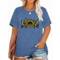 thumbnail image 1 of Anbech Blessed MOM Sunflower Plus Size T-Shirts for Women Graphic Leopard Sunflower Print Oversize Short Sleeves T-Shirt with Round Neck, 1 of 4