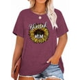 thumbnail image 1 of Anbech Blessed MOM Sunflower Plus Size T-Shirts for Women Graphic Sunflower Print Oversize Short Sleeves T-Shirt with Round Neck, 1 of 9