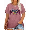 thumbnail image 1 of Anbech Blessed Mom Plus Size T-Shirts for Women Mother's Day Graphic Mom Print Oversize Short Sleeves T-Shirt with Round Neck, 1 of 4