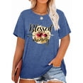 thumbnail image 1 of Anbech Blessed Mommy Plus Size T-Shirts for Women Mother's Day Graphic Roses Oversize Short Sleeves T-Shirt with Round Neck, 1 of 4