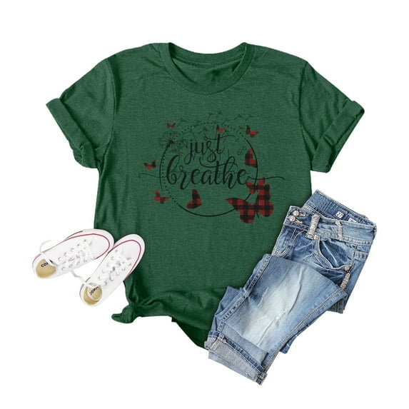 Anbech Butterfly Shirt for Women Graphic Tee Shirts Moon Shirts for Girls Vintage Spiritual Tshirt Ladies Tops with Butterflies