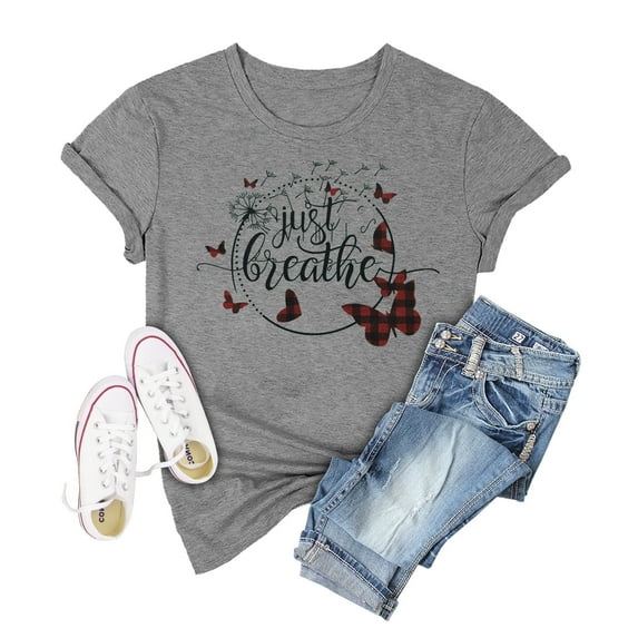 Anbech Butterfly Shirt for Women Graphic Tee Shirts Moon Shirts for Girls Vintage Spiritual Tshirt Ladies Tops with Butterflies