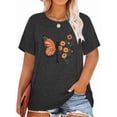 thumbnail image 1 of Anbech Butterfly Sunflower Plus Size T-Shirts for Women Graphic Butterfly Believe Yourself Sunflower Print Oversize Short Sleeves T-Shirt with Round Neck, 1 of 9