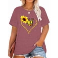 thumbnail image 1 of Anbech Butterfly Sunflower Plus Size T-Shirts for Women Graphic Heart and Sunflower Print Oversize Short Sleeves T-Shirt with Round Neck, 1 of 9