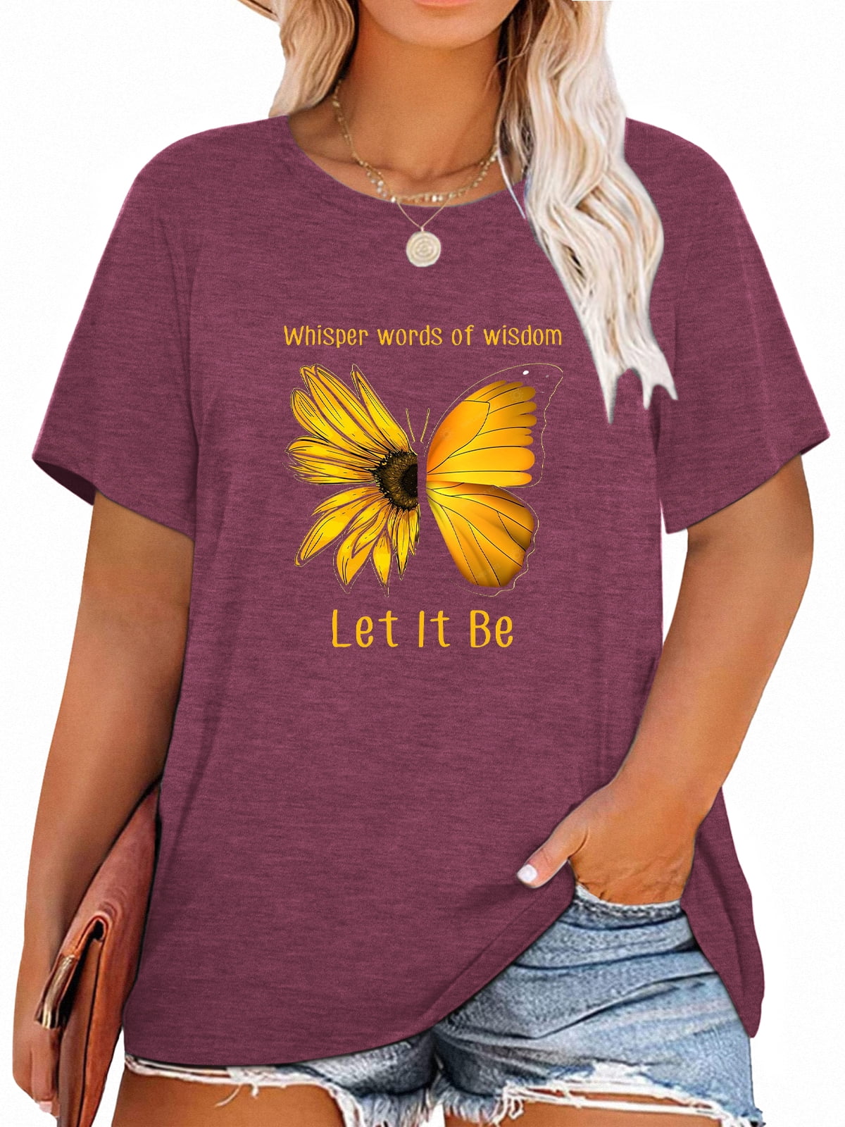 Anbech Women's 'Q Of Hearts' Graphic T-Shirt - Cute Casual Short Sleeve Crew Neck Top