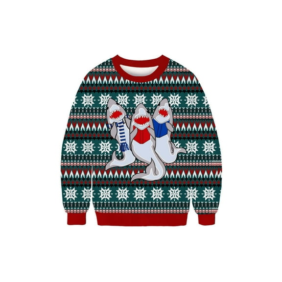 Anbech Cartoon 3D Print Tshirt Couple Merry Christmas Ugly Sweatshirt Long sleeve Graphic Women Men Pullover Xmas Shirt