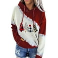 thumbnail image 1 of Anbech Cartoon Print Hoodie for Women Tie Dye Splicing Christmas Sweatshirts Pocket Long Sleeve Graphic Drawstring Top, 1 of 2