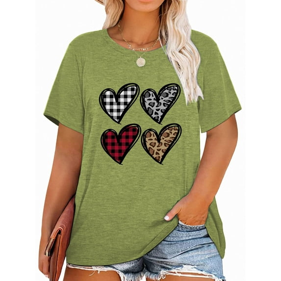 Anbech Christmas Plus Size T-Shirts for Women Graphic Dog Print Plus Short Sleeves Tees Xmas T-Shirt with Round Neck