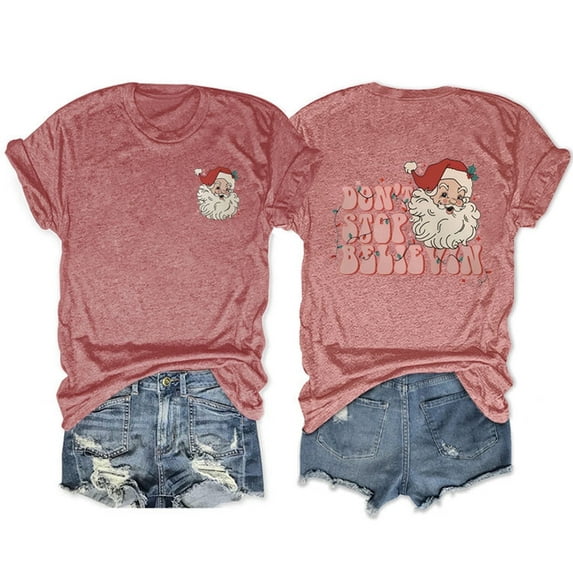 Anbech Christmas Short Sleeve Tshirts for Women Merry Christmas Tees Snowflake Graphic Tee Tops