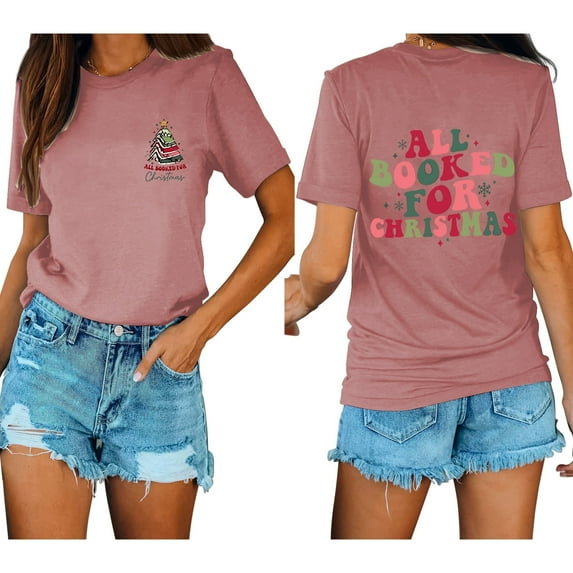 Anbech Christmas Short Sleeve Tshirts for Women Merry Christmas Tees Snowflake Graphic Tee Tops