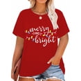 thumbnail image 1 of XCHQRTI Christmas Tree Shirt for Women Plus Size Tshirt Short Sleeve Graphic Top, 1 of 11