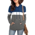 thumbnail image 1 of Anbech Color Contrast Womens Hoodie Tops Stitching Causal Sweatshirt Long Sleeve Drawstring Hooded, 1 of 9