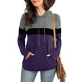 thumbnail image 1 of Anbech Color Contrast Womens Hoodie Tops Stitching Causal Sweatshirt Long Sleeve Drawstring Hooded, 1 of 9