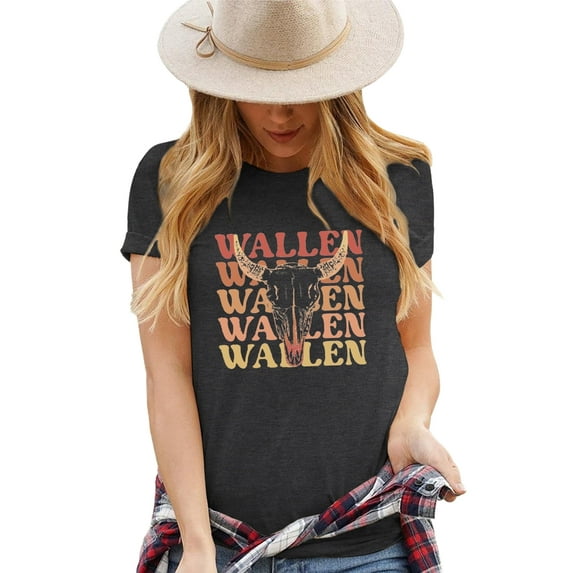 Anbech Cowboy Shirt for Women Western Graphic Tshirts Short Sleeve Clothes Summer Casual Tee Tops