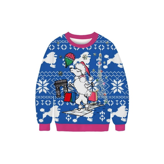 Anbech Cute 3D Printed Pullover Boyfriend Girlfriend Ugly Christmas Sweatshirt Xmas Long Sleeve Couple Outfit