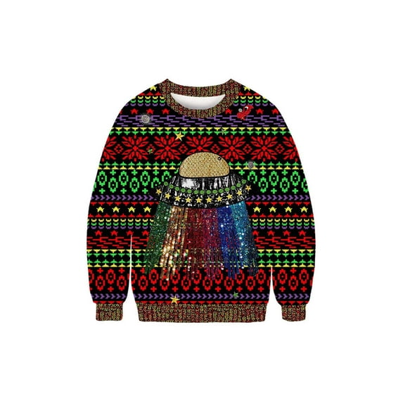 Anbech Cute 3D Printed Pullover Boyfriend Girlfriend Ugly Christmas Sweatshirt Xmas Long Sleeve Couple Outfit