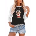 thumbnail image 1 of Anbech Cute Xmas Printed Women Shirt Christmas Plaid Letter Animal Graphic Long Sleeve Splicing Tshirt, 1 of 2