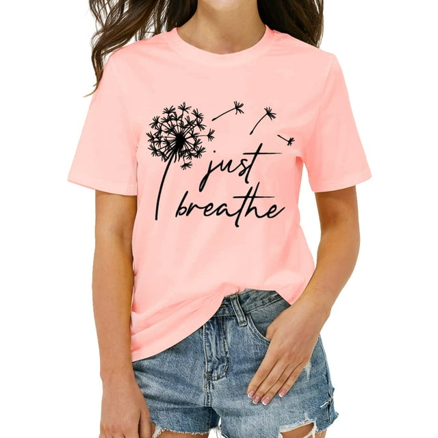 XCHQRTI Dandelion Tshirt Women Graphic Tees Casual Letter Short Sleeve Shirts Christian