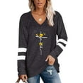 thumbnail image 1 of XCHQRTI Faith Women's Long Sleeve Graphic Tshirt Color Block V Neck Tunic Tee Tops, 1 of 2