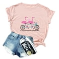 thumbnail image 1 of Anbech Flamingo Graphic Womens Shirt Short Sleeve Print Casual Tee, 1 of 2