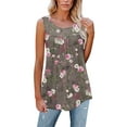 thumbnail image 1 of XCHQRTI Women Henley Sleeveless Shirt Flower Printed Hide Belly Blouses Tank Tops, 1 of 3