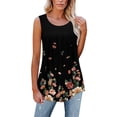thumbnail image 1 of XCHQRTI Women Henley Sleeveless Shirt Flower Printed Hide Belly Blouses Tank Tops, 1 of 4