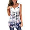thumbnail image 1 of XCHQRTI Flower Hide Belly Blouses for Women Henley Sleeveless Shirt Summer Basic Flowy Tunic Tank Top, 1 of 3