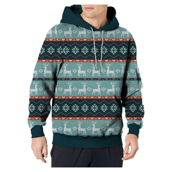 Anbech Funny 3D Printed Hoodie for Couple Ugly Christmas Sweatshirt Graphic Long Sleeve Xmas Boyfriend Pullover