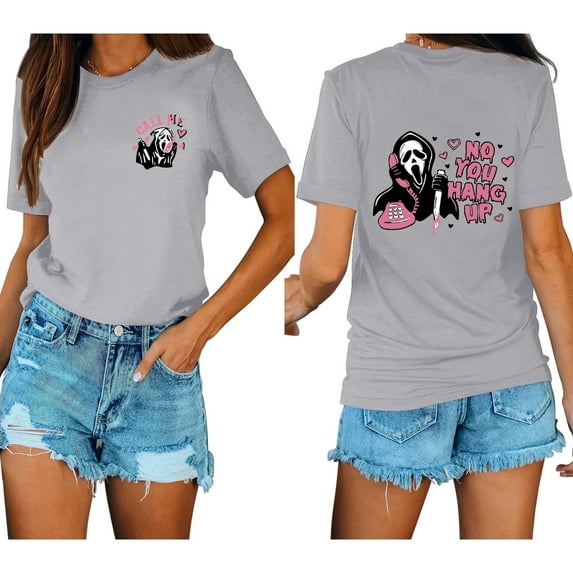 XCHQRTI Ghost Shirt for Women Vintage Halloween Tshirt Graphic Shirts Funny Retro Short Sleeve Tops