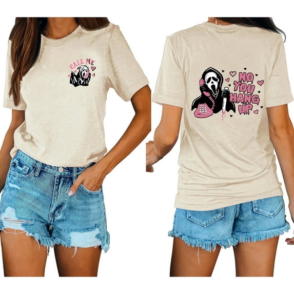 XCHQRTI Ghost Shirt for Women Vintage Halloween Tshirt Graphic Shirts Funny Retro Short Sleeve Tops