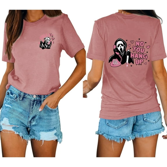 XCHQRTI Ghost Shirt for Women Vintage Halloween Tshirt Graphic Shirts Funny Retro Short Sleeve Tops