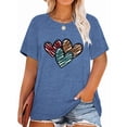 thumbnail image 1 of Anbech Heart Plus Size T-Shirts for Women Graphic Leopard Heart Print Short Sleeves Tees Plus T-Shirt with Round Neck, 1 of 4