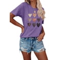 thumbnail image 1 of Anbech Heart Printed T-Shirt for Women Casual Colorful Graphic Hearts Tees Junior Girls Short Sleeve Tee Tops with Crew Neck, 1 of 10