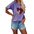 thumbnail image 1 of Anbech Heart Printed T-Shirt for Women Casual Graphic Junior Girls Short Sleeve Tee Tops with Crew Neck, 1 of 10