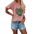 thumbnail image 1 of Anbech Heart Printed T-Shirt for Women Casual Leopard Graphic Heart Cactus Junior Girls Short Sleeve Tee Tops with Crew Neck, 1 of 3