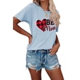 thumbnail image 1 of Anbech Heart Printed T-Shirt for Women Casual Plaid Graphic Be Mine Junior Girls Short Sleeve Tee Tops with Crew Neck, 1 of 3