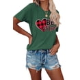 thumbnail image 1 of Anbech Heart Printed T-Shirt for Women Casual Plaid Graphic Be Mine Junior Girls Short Sleeve Tee Tops with Crew Neck, 1 of 3