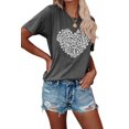 thumbnail image 1 of Anbech Heart Printed T-Shirt for Women Cute Graphic Junior Girls Short Sleeve Tee Tops with Crew Neck, 1 of 3