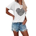 thumbnail image 1 of Anbech Heart Printed T-Shirt for Women Cute Graphic Junior Girls Short Sleeve Tee Tops with Crew Neck, 1 of 3